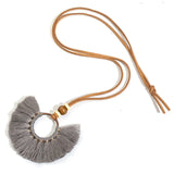 Bohemia Round Colorful Long tassel Women's necklaces Long Leather chain Sweater chain Ethnic Circle Tassel Necklaces for women
