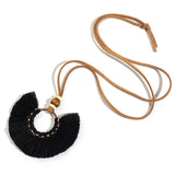 Bohemia Round Colorful Long tassel Women's necklaces Long Leather chain Sweater chain Ethnic Circle Tassel Necklaces for women