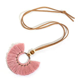 Bohemia Round Colorful Long tassel Women's necklaces Long Leather chain Sweater chain Ethnic Circle Tassel Necklaces for women