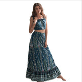 Women Boho Bohemian Dresses New  Summer Style of 2019 Fashion Tank tops+ half-length Dress two sets Printed Beach Dress